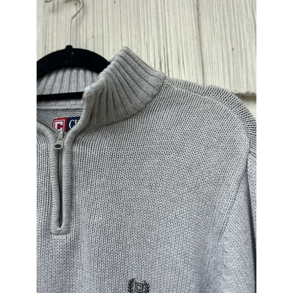 Chaps Mens Gray Cotton Quarter Zip Sweater Knit Pullover‎ Mock Neck Size M - Picture 2 of 8